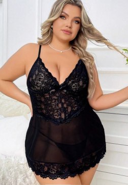 Plus Size Keep Her Secret Lace Babydoll