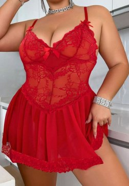 Plus Size Lace Romance Babydoll Set