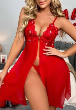 Comfortable Red Lace Nightdress