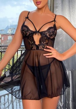 Charming Black Lace Nightdress