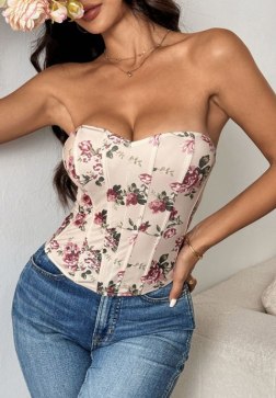 Sweetheart Neckline Floral Bustier