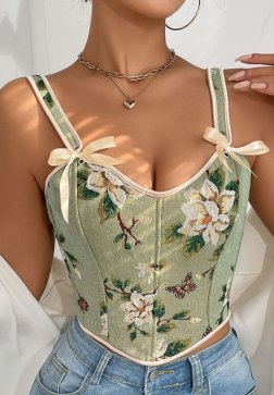 Stylish Floral Bustier with Bows