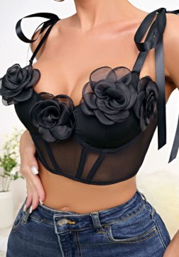 Seductive Floral Appliqué Bustier
