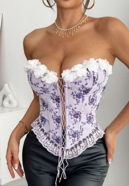 Elegant Floral Embroidered Corset Top