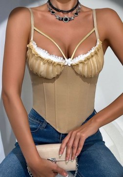 Elegant Lace-Trimmed Bustier Top