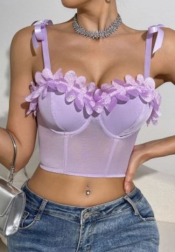 Feminine 3D Floral Bustier Top