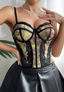 Sensual Floral and Lace Bustier