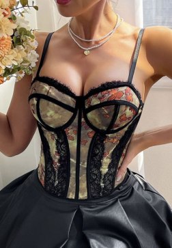 Sensual Floral and Lace Bustier