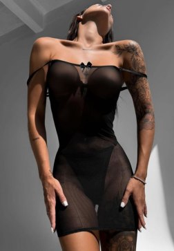 Comfortable Black Sheer Slip Dress Set