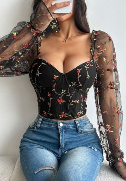 Sophisticated Off-the-Shoulder Bustier with Embroidery