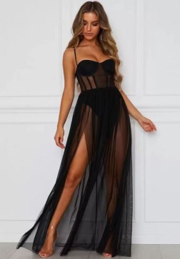 Bold Black Sheer Maxi Dress