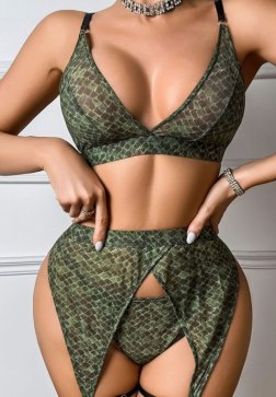 Bold and Alluring Snake Print Lingerie Set