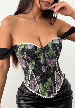 Floral Off-the-Shoulder Corset Top