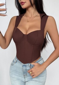 Fashionable Brown Bustier Top