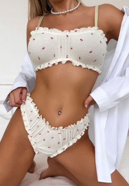 Charming Cherry Print Lingerie Set