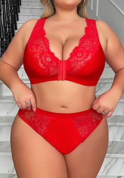 Soft Touch Plus Size Red Bra and Panties Pack