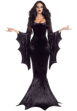 Gothic Mermaid Dress with Wide Sleeves