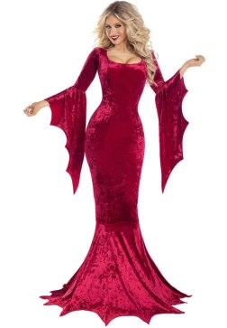 Red Velvet Bat-Wing Gown Costume
