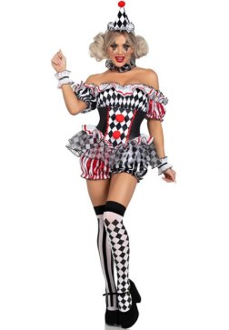 Off-the-Shoulder Clown Costume with Ruffles