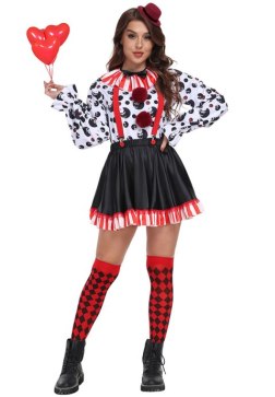 Red and White Clown Outfit for Women
