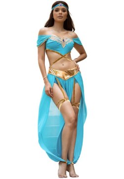 Blue Genie Costume with Gold Accents