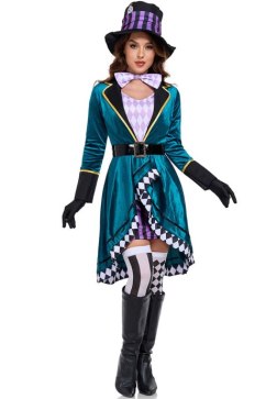 Mad Hatter Costume with Teal Velvet Coat