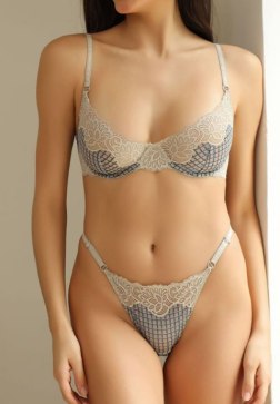 Floral Lace Trim Bra and Thong