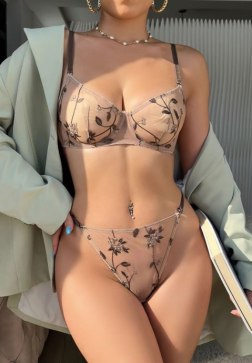 Sheer Floral Embroidery Lingerie Set