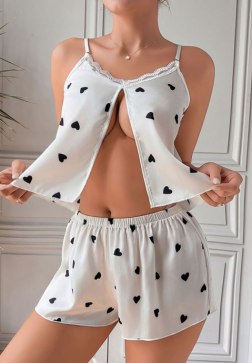Heart Print Two-Piece Lounge Set