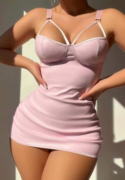 Feminine Pink Chemises with Crisscross Back