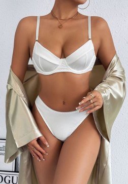 Thin Strap Bra and Full Coverage Briefs