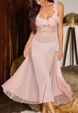 Romantic Pink Nightdress with Cutout Back