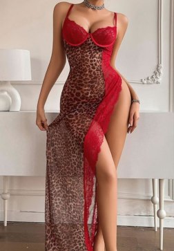 Sexy Animal Print Slip Dress Lingerie