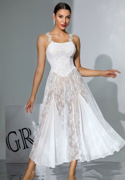 Elegant Sheer Lace Nightdress with Pearl-Adorned Straps – Romantic Bridal Gown for Women