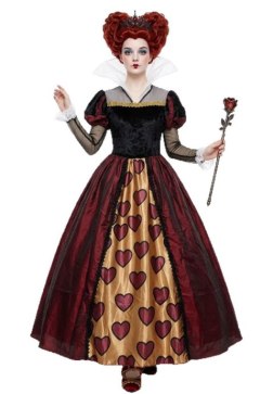Women's Red Queen of Hearts Fancy Dress Ball Gown Costume