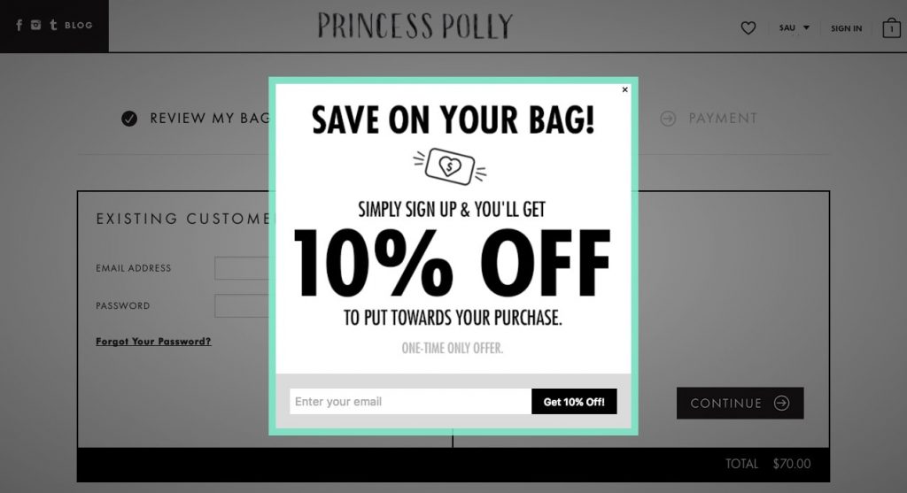 Princess Polly Discount Example
