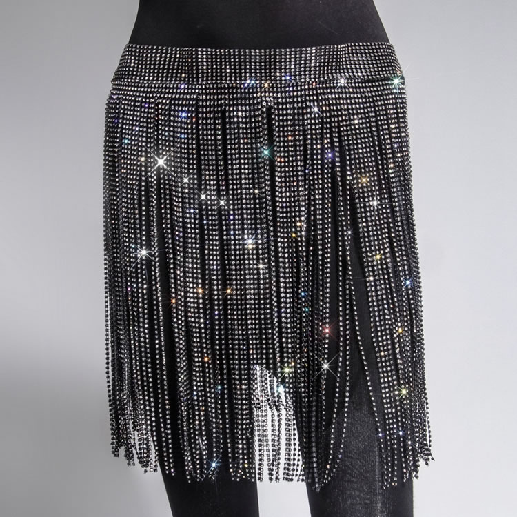 rhinestone skirt long